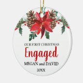 Eerste Kerstmis Gehuwd met foto-poinsettia Keramisch Ornament (Links)