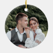 Eerste Kerstmis Gehuwde Rustische Zonnebloem op ho Keramisch Ornament (Achterkant)