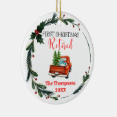 Eerste Kerstmis Gepensioneerd Gepersonaliseerd Keramisch Ornament (Rechts)
