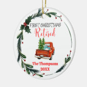 Eerste Kerstmis Gepensioneerd Gepersonaliseerd Keramisch Ornament (Links)