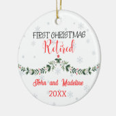 Eerste Kerstmis Gepensioneerd Gepersonaliseerd Keramisch Ornament (Links)
