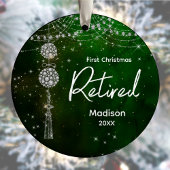 Eerste Kerstmis gepensioneerde elegante groene gli Keramisch Ornament