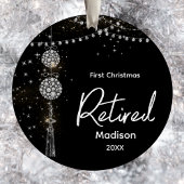 Eerste Kerstmis gepensioneerde elegante zwarte gli Keramisch Ornament