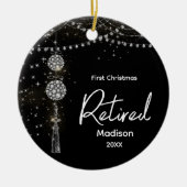 Eerste Kerstmis gepensioneerde elegante zwarte gli Keramisch Ornament (Voorkant)