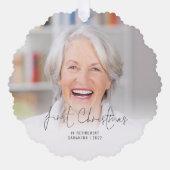 Eerste Kerstmis Gepensioneerde Naam Jaar Foto Over Ornament Kaart (Voorkant)