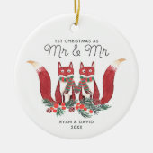 Eerste Kerstmis gepersonaliseerd als de heer Woodl Keramisch Ornament (Voorkant)