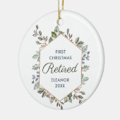 Eerste Kerstmis Gepersonaliseerde Groene Bladeren Keramisch Ornament (Links)