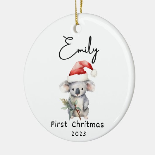 Eerste Kerstmis, Gepersonaliseerde naam van de bab Keramisch Ornament (Links)