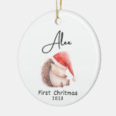 Eerste Kerstmis, gepersonaliseerde naam van de bab Keramisch Ornament (Links)