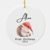 Eerste Kerstmis, gepersonaliseerde naam van de bab Keramisch Ornament (Achterkant)