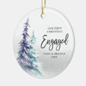 Eerste Kerstmis Gepersonaliseerde pijnbomen Keramisch Ornament (Links)