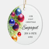Eerste Kerstmis Gepersonaliseerde Waterverf Keramisch Ornament (Links)