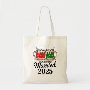 Eerste kerstmis getrouwd 2025 Lekkere warme choc Tote Bag