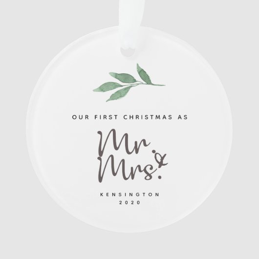 Eerste kerstmis getrouwd acryl ornament (voorkant)