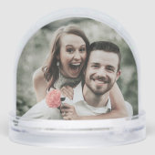 Eerste Kerstmis Getrouwd Bloemen Monogram Foto Sneeuwbol (Achterkant)