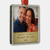 Eerste Kerstmis getrouwd chique goud met foto Metalen Ornament