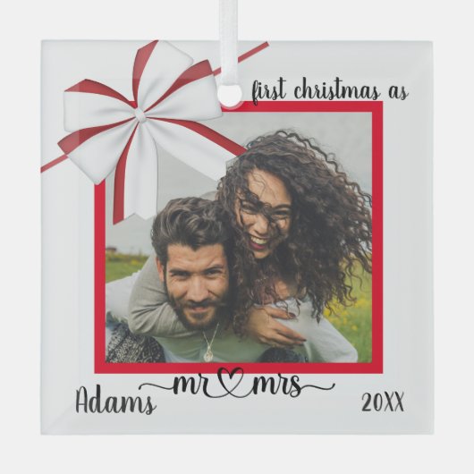 Eerste Kerstmis Getrouwd Custom Christmas Ornament (Voorkant)