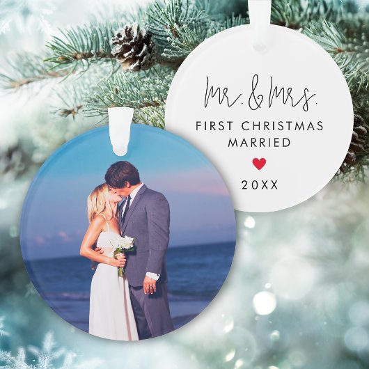 Eerste Kerstmis Getrouwd Custom Photo Christmas Ornament