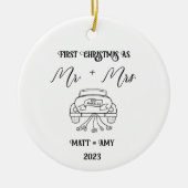 Eerste Kerstmis getrouwd, gepersonaliseerd Ornamen Keramisch Ornament (Voorkant)