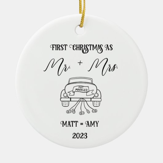 Eerste Kerstmis getrouwd, gepersonaliseerd Ornamen Keramisch Ornament (Voorkant)