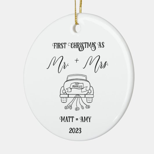 Eerste Kerstmis getrouwd, gepersonaliseerd Ornamen Keramisch Ornament (Links)