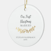 Eerste Kerstmis getrouwd gouden harten Garland Fot Keramisch Ornament (Links)