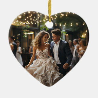Eerste Kerstmis getrouwd hart vorm Keramisch Ornament