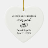 Eerste Kerstmis getrouwd hart vorm Keramisch Ornament (Achterkant)