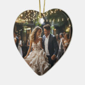 Eerste Kerstmis getrouwd hart vorm Keramisch Ornament (Links)