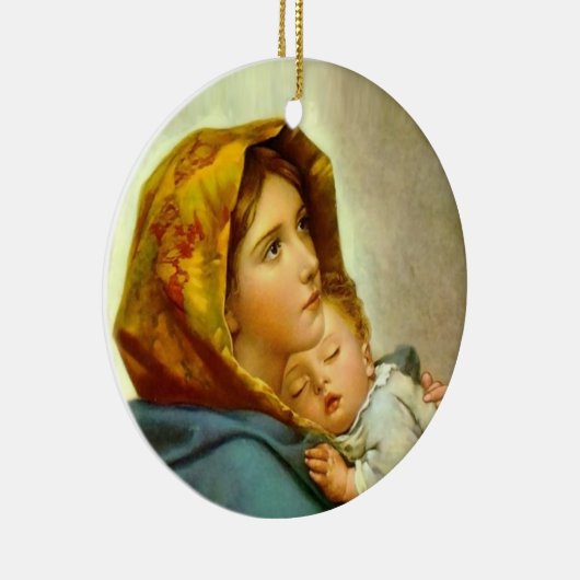 Eerste Kerstmis Getrouwd Katholiek Kerstmis Keramisch Ornament (Rechts)