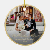 Eerste Kerstmis Getrouwd Katholiek Kerstmis Keramisch Ornament (Achterkant)