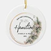 Eerste Kerstmis Getrouwd Keramisch Ornament, Boeke Ornament (Voorkant)