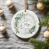 Eerste Kerstmis Getrouwd Keramisch Ornament, krans Keramisch Ornament