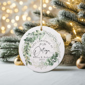 Eerste Kerstmis Getrouwd Keramisch Ornament, krans Ornament