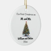 Eerste Kerstmis getrouwd Kerstboom Keramisch Ornament (Rechts)