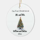 Eerste Kerstmis getrouwd Kerstboom Keramisch Ornament (Links)