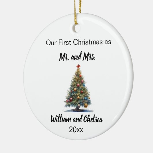 Eerste Kerstmis getrouwd Kerstboom Keramisch Ornament (Links)