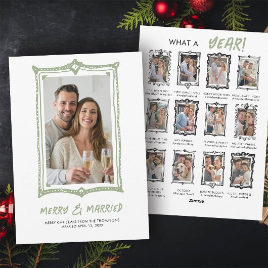 Eerste kerstmis getrouwd leuk huwelijksaankondigin feestdagenkaart