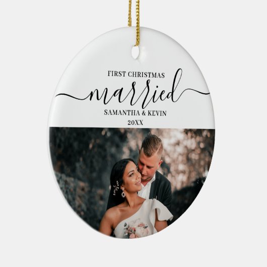 Eerste Kerstmis getrouwd meneer mevrouw paar namen Keramisch Ornament (Rechts)