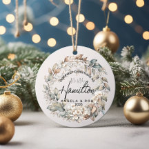Eerste Kerstmis getrouwd met bloemblaadkrans