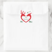 Eerste Kerstmis Getrouwd met Mr en Mrs Heart Deer Vierkante Sticker (Tas)