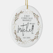 Eerste Kerstmis getrouwd met Mr&Mrs Keramisch Ornament (Rechts)