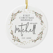 Eerste Kerstmis getrouwd met Mr&Mrs Keramisch Ornament (Voorkant)