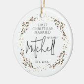 Eerste Kerstmis getrouwd met Mr&Mrs Keramisch Ornament (Links)