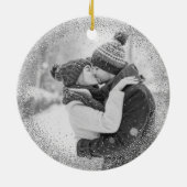 Eerste Kerstmis Getrouwd Minimal Mr en Mrs Foto Keramisch Ornament (Achterkant)