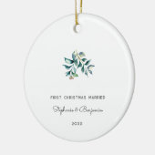 Eerste Kerstmis getrouwd Mistletoe Keepsake Foto Keramisch Ornament (Links)