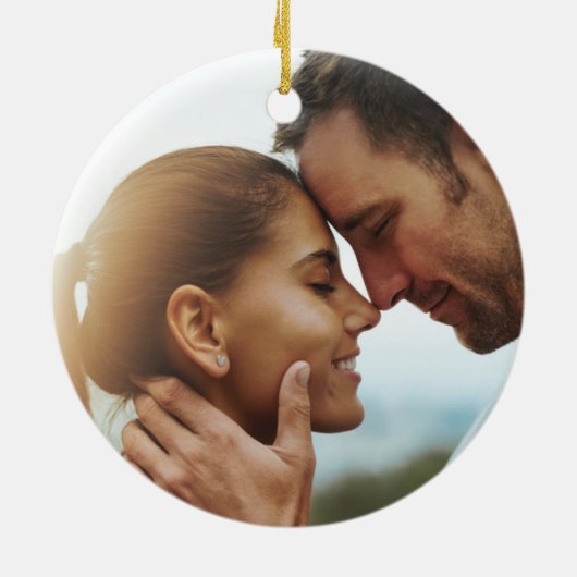 Eerste Kerstmis getrouwd Mistletoe Keepsake Foto Keramisch Ornament (Achterkant)