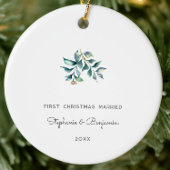 Eerste Kerstmis getrouwd Mistletoe Keepsake Foto Keramisch Ornament