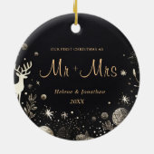 Eerste Kerstmis getrouwd paar moderne elegante Keramisch Ornament (Achterkant)