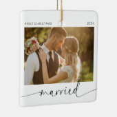 Eerste Kerstmis getrouwd Passen getrouwd Keepsake Keramisch Ornament (Rechts)